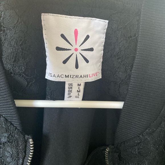 Isaac Mizrahi Black Lace Bomber Jacket - Picture 6 of 8